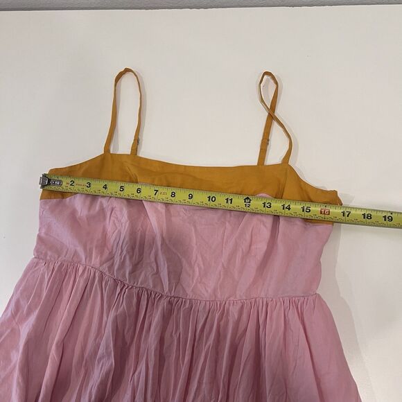 J.Crew Reimagined Tiered Color Block Pink Orange Midi Dress With Pockets Size 12 - Picture 10 of 11